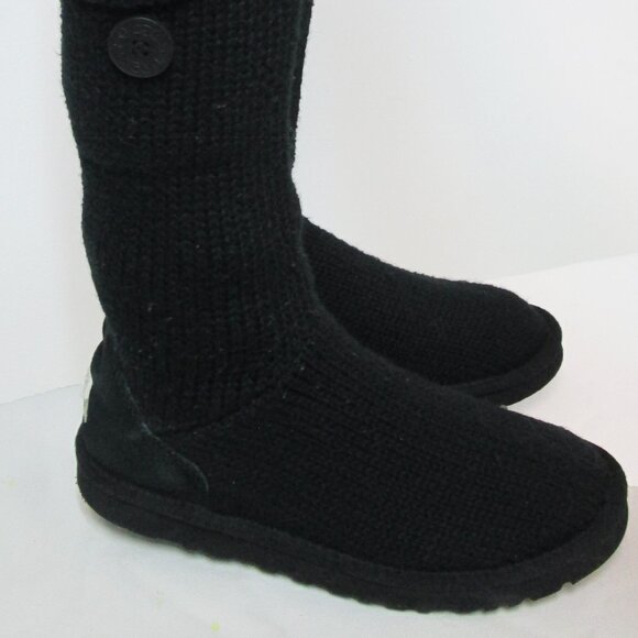 UGG Womens Classic Cardy Knit Knee High Boots/Shoes Black Size 8 - Picture 3 of 7